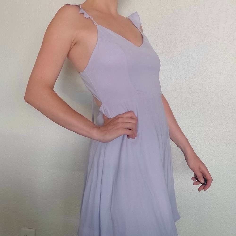 Light Purple Open Back Summer Dress - Large